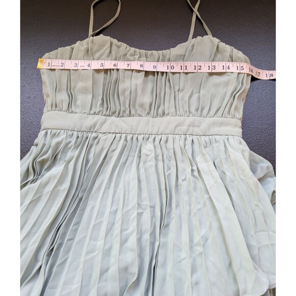 Lulus Jehona Sage Brush Pleated Tiered Maxi Dress Bridesmaid Medium - Picture 5 of 10